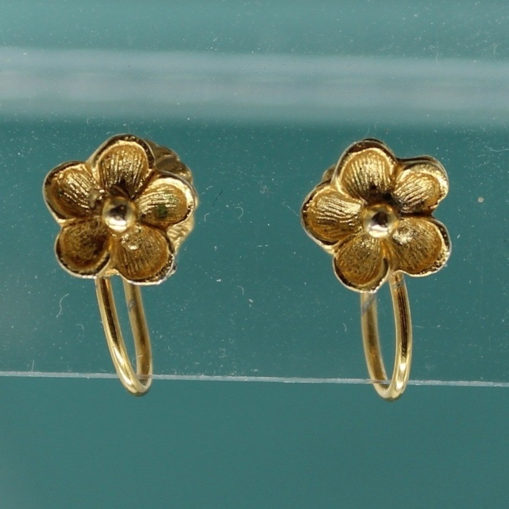 Flower‎ Earrings Womens Gold Amber Crystal Good U-Shape Cuff Floral